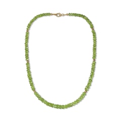 112.58 Ctw Natural Peridot Necklace 17 inches with 9KT Gold Clasp