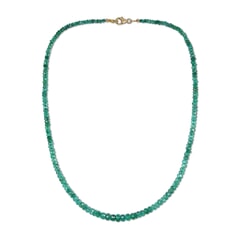 55.56 Ctw Natural Emerald Necklace 16 inches with 9KT Gold Clasp