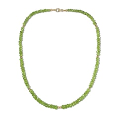 136.11 Ctw Natural Peridot Necklace 16 inches with 9KT Gold Clasp
