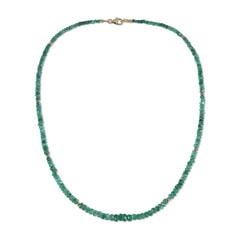 54.17 Ctw Natural Emerald Necklace 17 inches with 9KT Gold Clasp