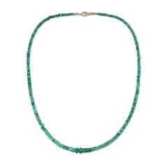 37.21 Ctw Natural Emerald Necklace 17 inches with 9KT Gold Clasp