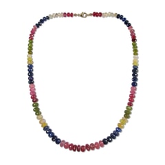 308.34 Ctw Natural Ceylon Fancy Sapphire Necklace 19 inches with 9KT Gold Clasp