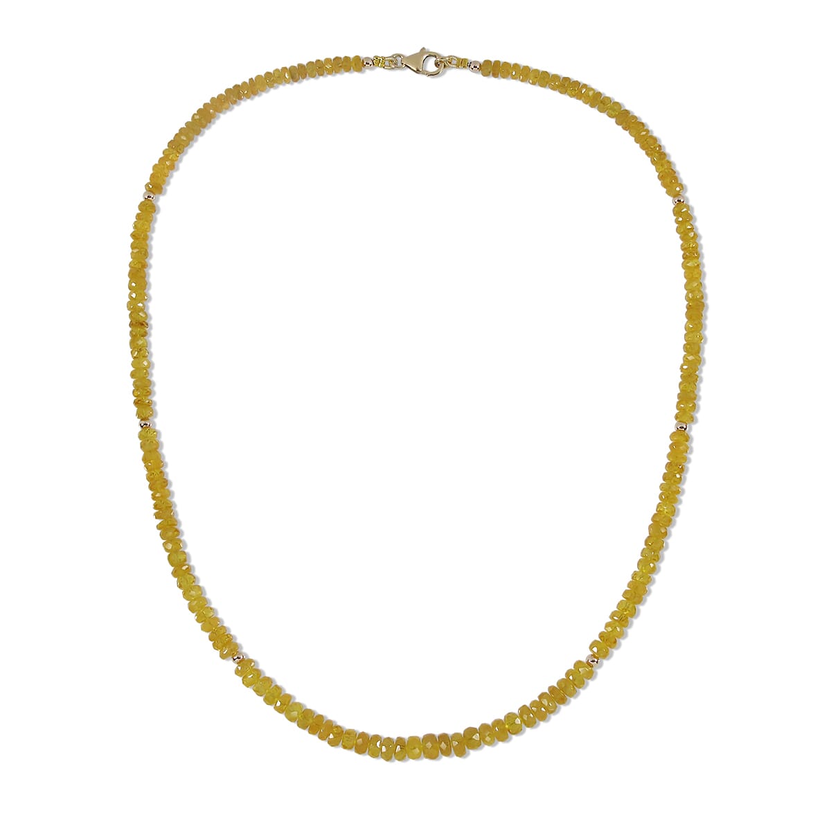 95.18 Ctw Natural Ceylon Yellow Sapphire Necklace 18 inches with 9KT Gold Clasp