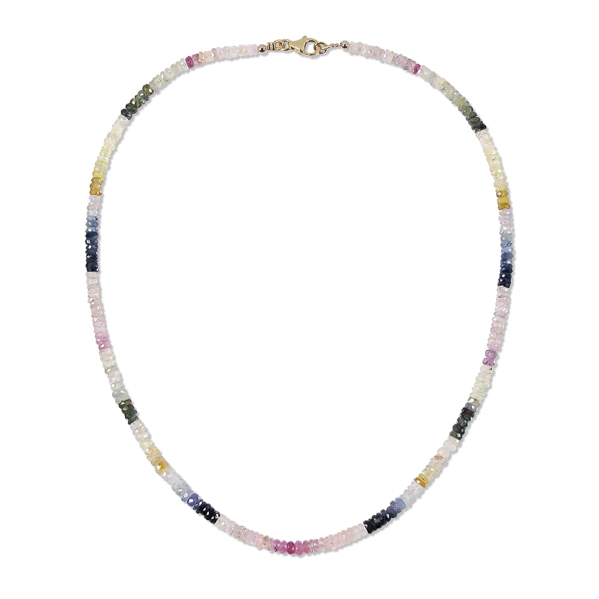 77.16 Ctw Natural Ceylon Fancy Sapphire Necklace 17.5 inches with 9KT Gold Clasp