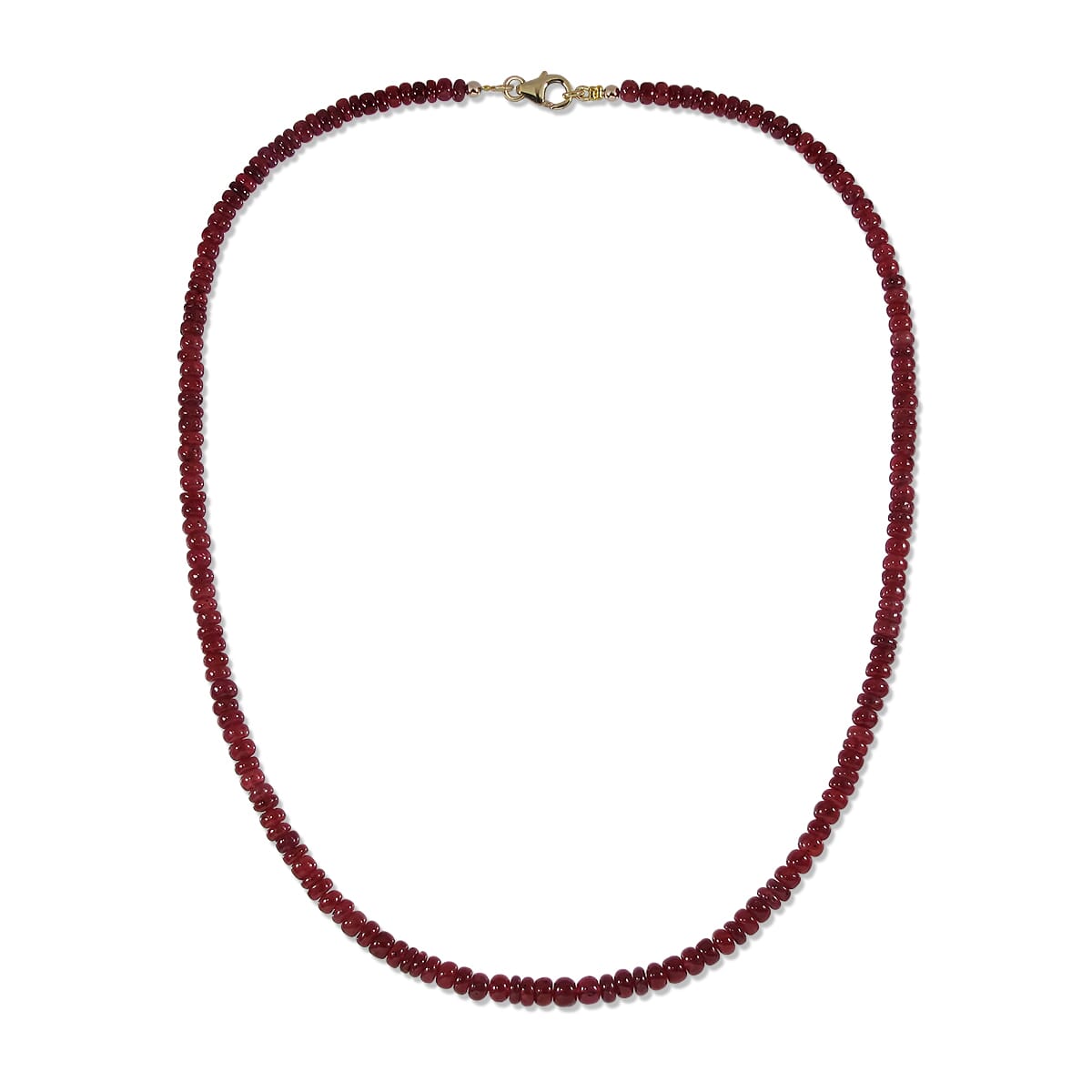102.03 Ctw Natural Myanmar Ruby Necklace 18 inches with 9KT Gold Clasp