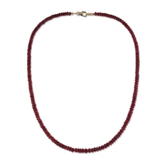 102.03 Ctw Natural Myanmar Ruby Necklace 18 inches with 9KT Gold Clasp