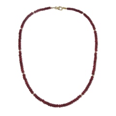 94.70 Ctw Natural Myanmar Ruby Necklace 18 inches with 9KT Gold Clasp