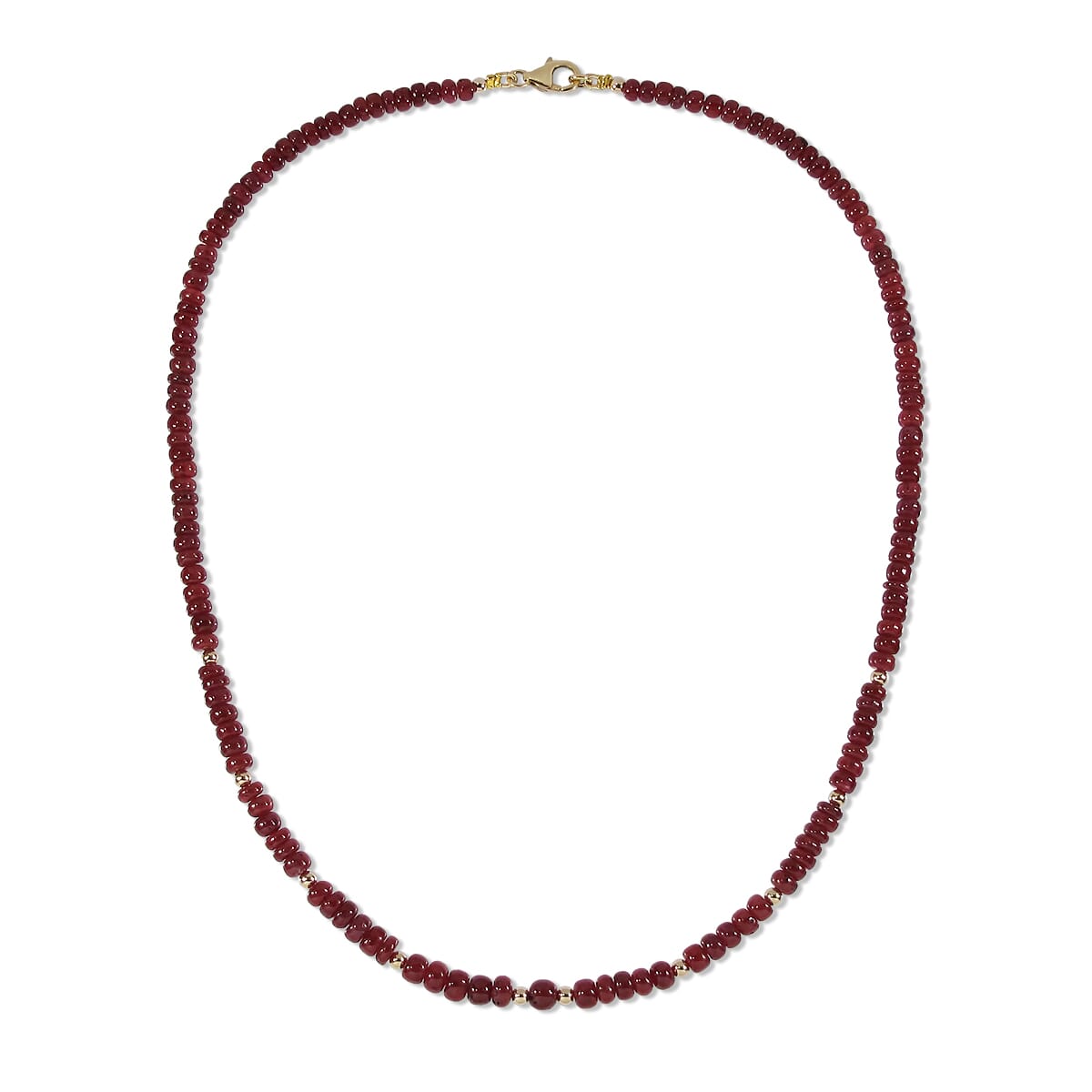 102.99 Ctw Natural Myanmar Ruby Necklace 18 inches with 9KT Gold Clasp