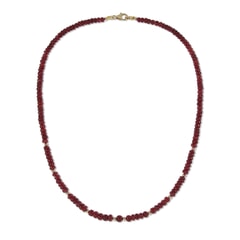 102.99 Ctw Natural Myanmar Ruby Necklace 18 inches with 9KT Gold Clasp