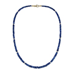 89.28 Ctw Natural Blue Sapphire Necklace 18 inches with 9KT Gold Clasp