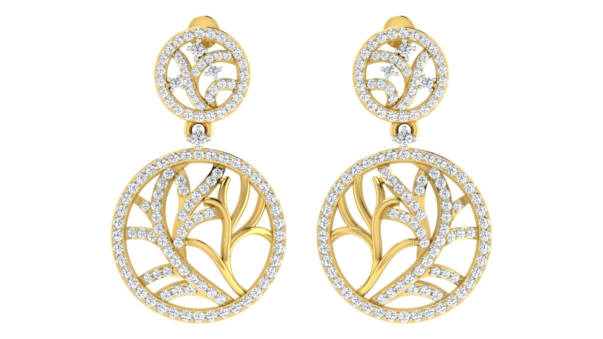 18KT Gold and 1.07 Carat Diamond Earrings
