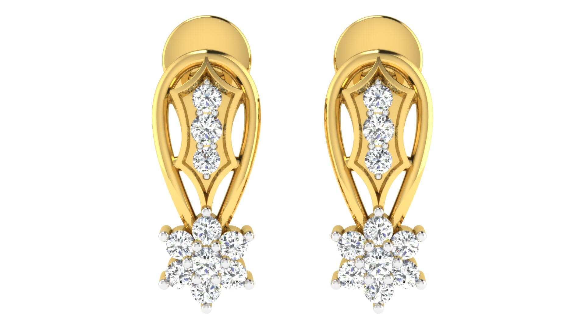 18KT Gold and 0.21 Carat Diamond Earrings