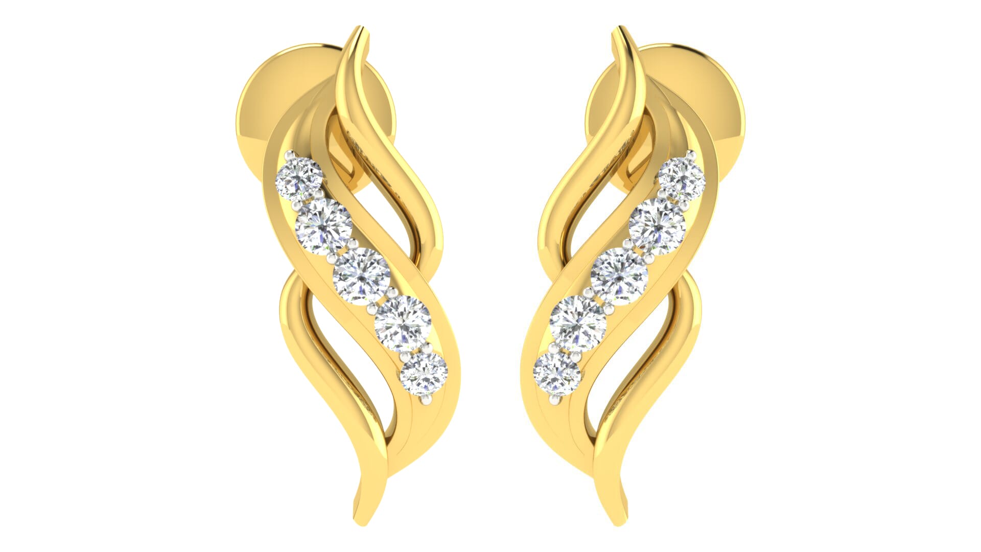 18KT Gold and 0.10 Carat Diamond Earrings