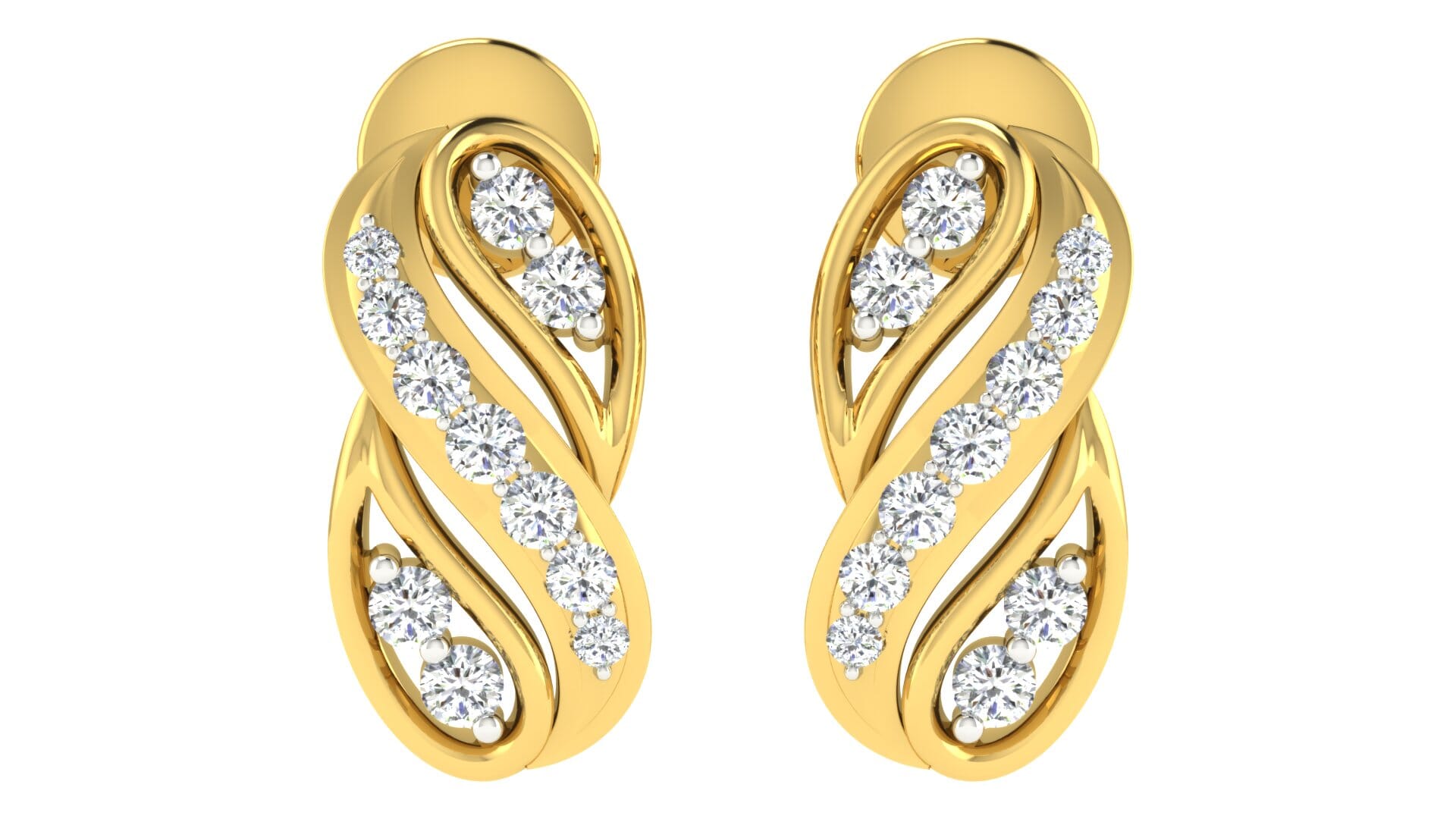 18KT Gold and 0.19 Carat Diamond Earrings