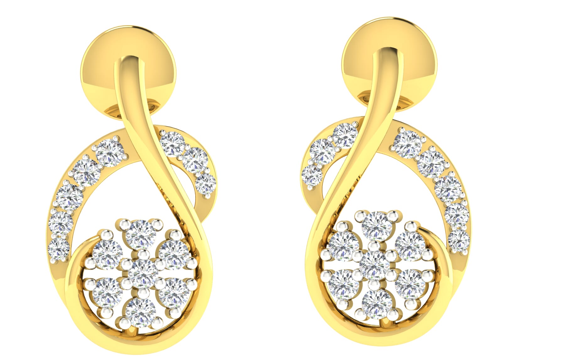 18KT Gold and 0.20 Carat Diamond Earrings