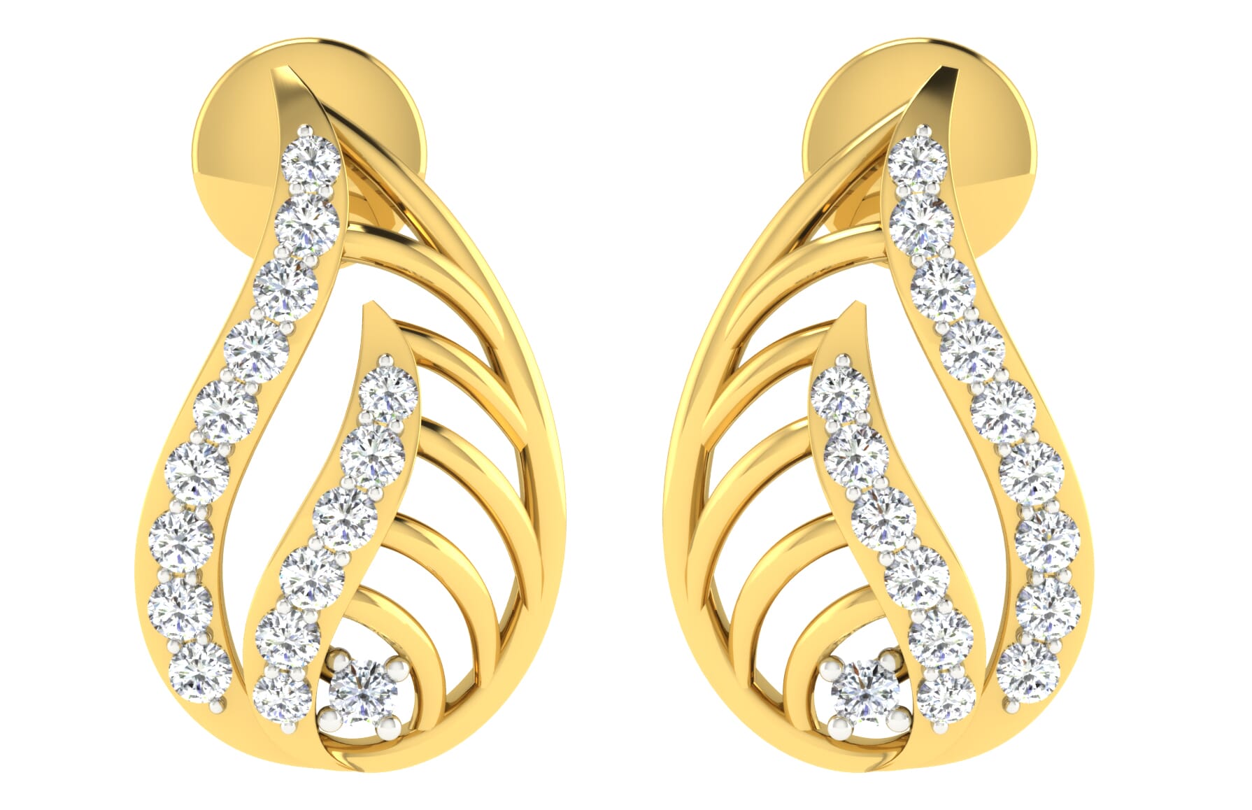 18KT Gold and 0.18 Carat Diamond Earrings
