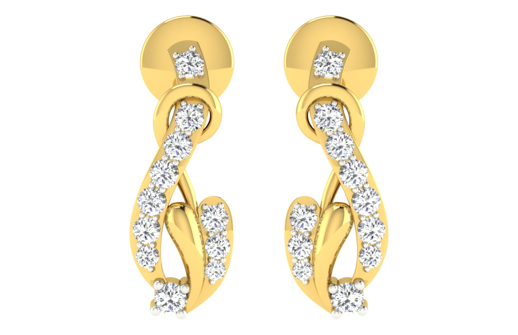 18KT Gold and 0.14 Carat Diamond Earrings