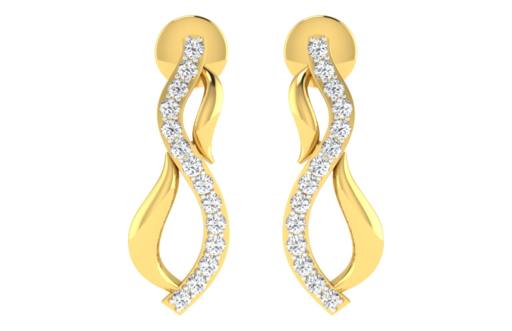 18KT Gold and 0.17 Carat Diamond Earrings