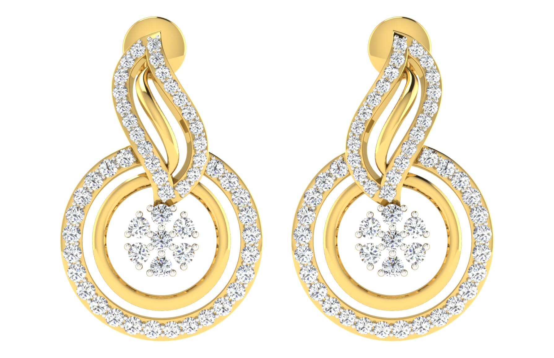 18KT Gold and 0.62 Carat Diamond Earrings