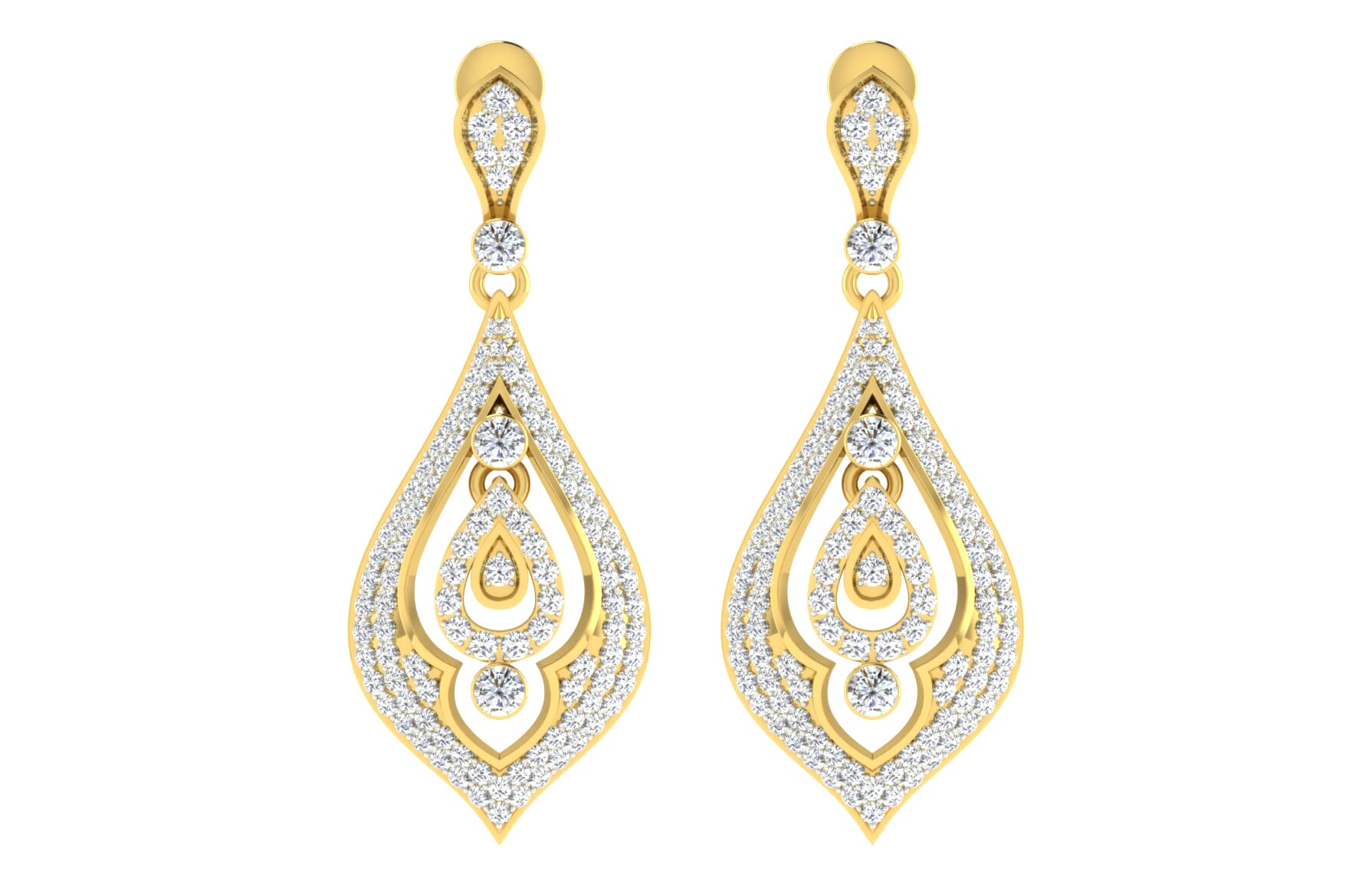 18KT Gold and 1.36 Carat Diamond Earrings