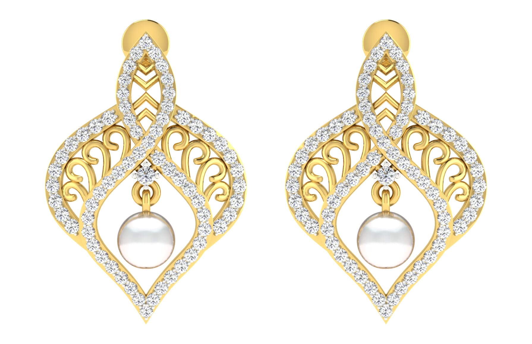 18KT Gold and 0.87 Carat Diamond Earrings