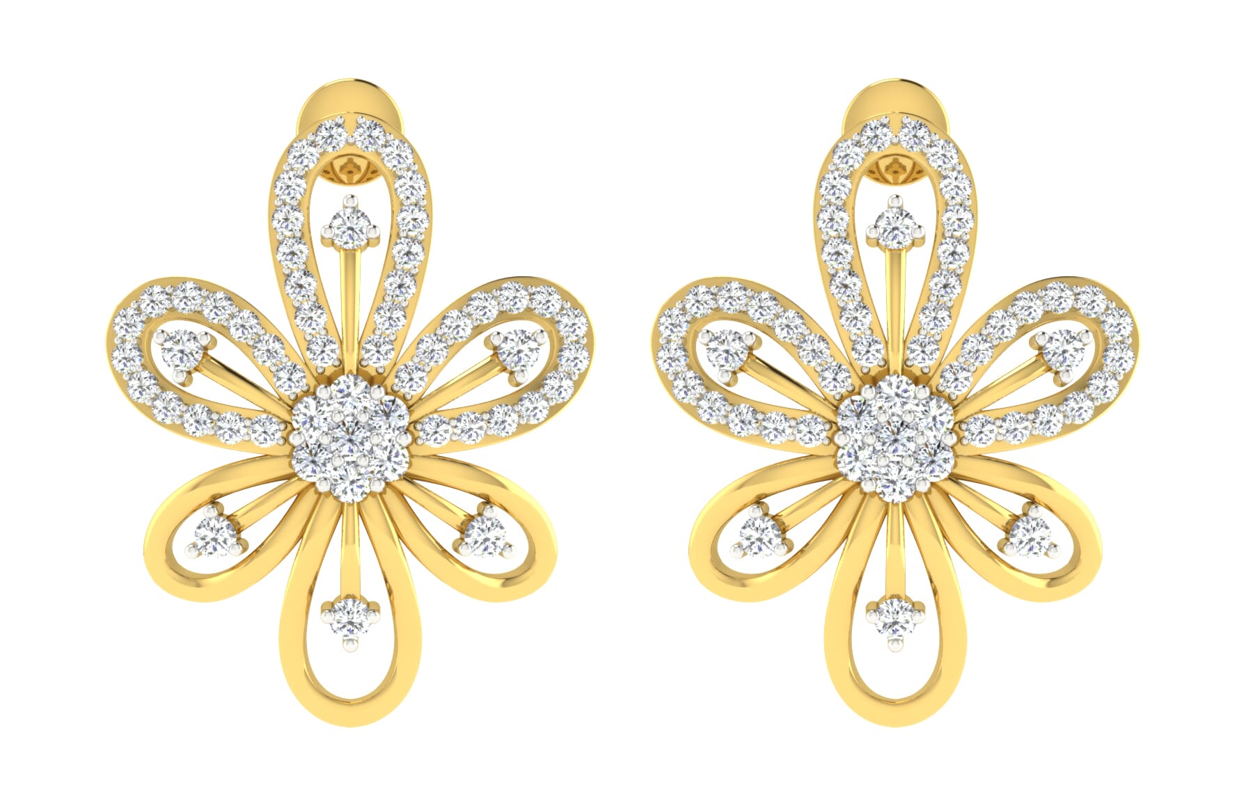18KT Gold and 1.03 Carat Diamond Earrings