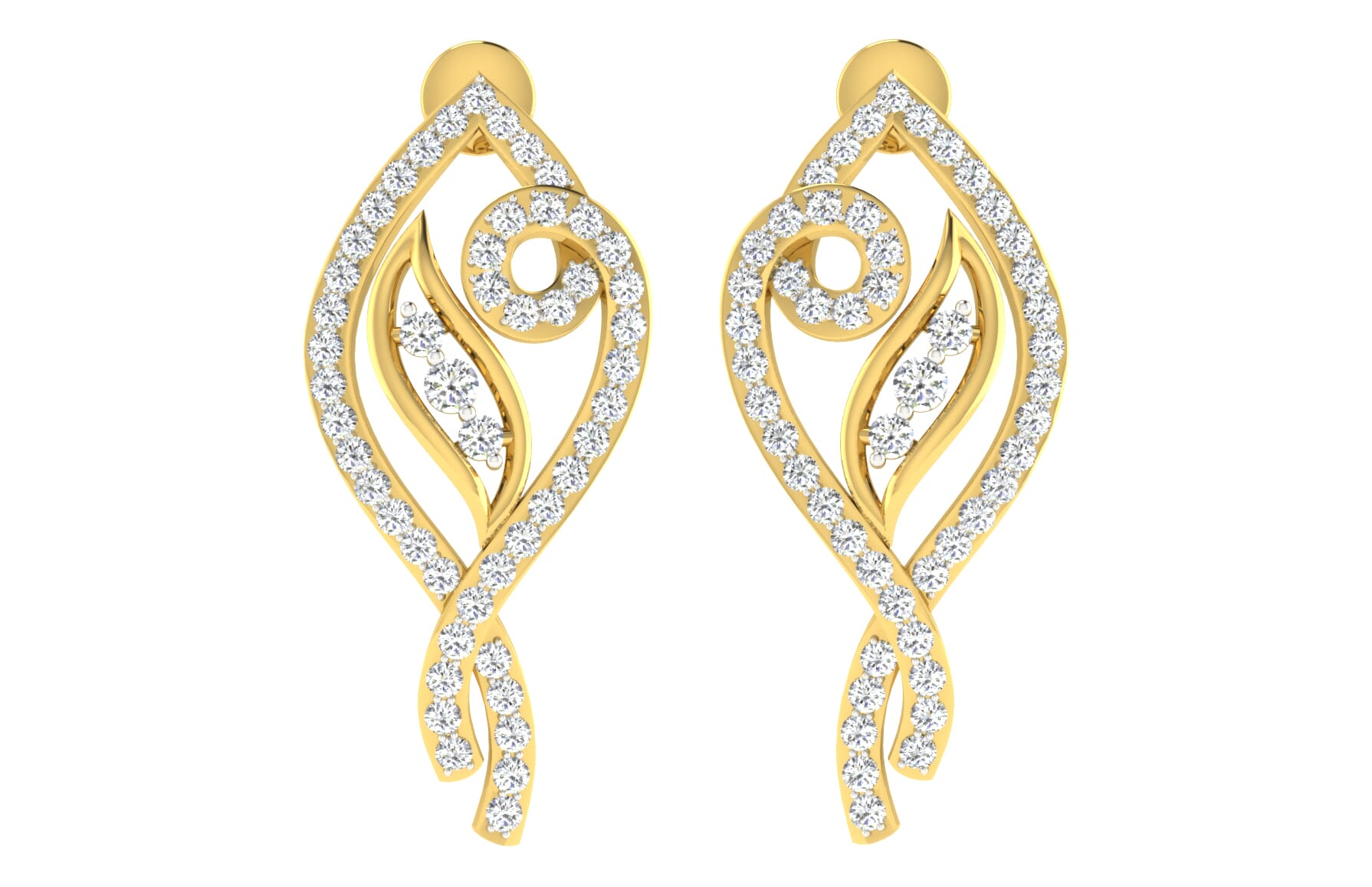 18KT Gold and 0.97 Carat Diamond Earrings