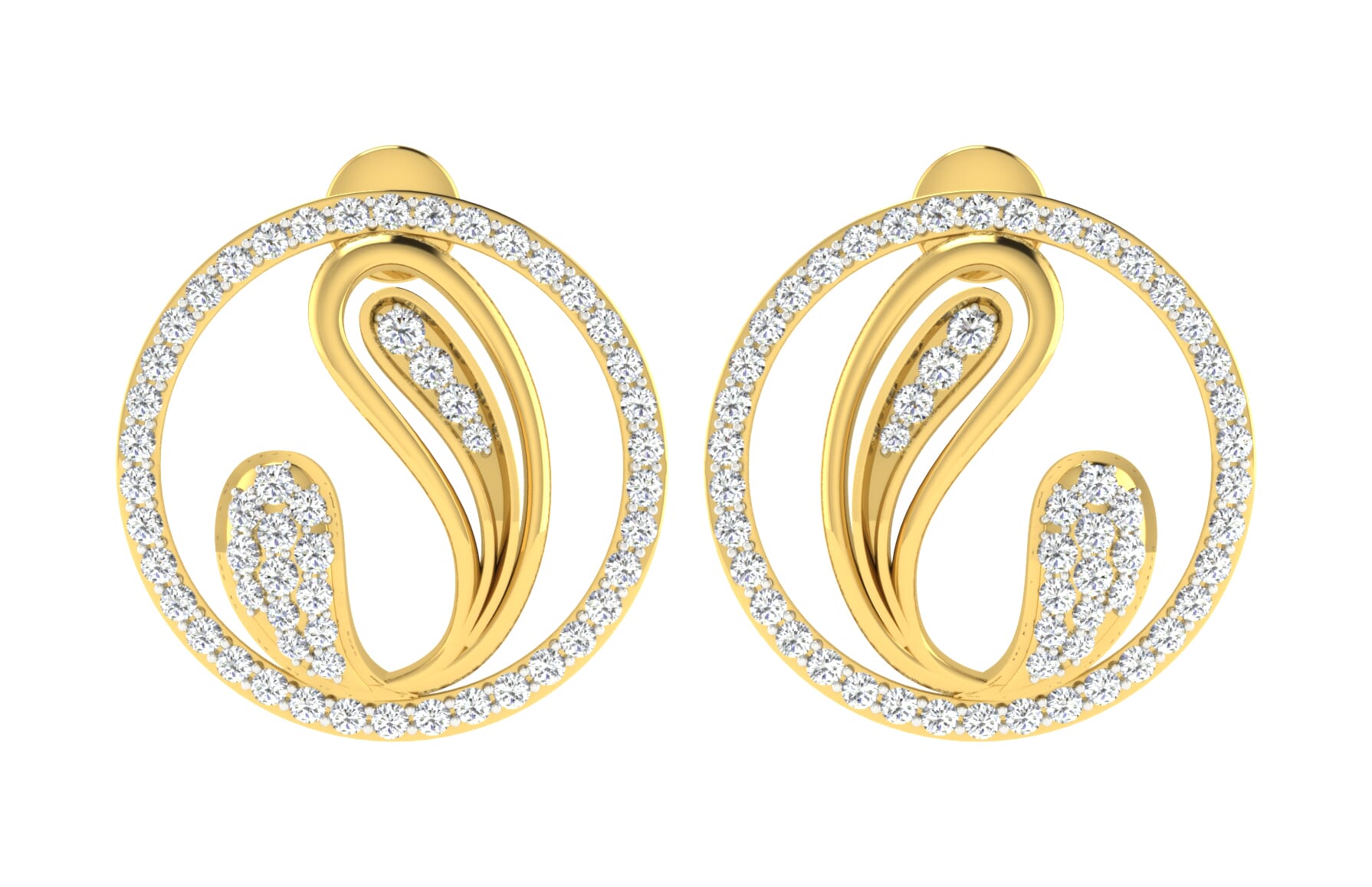 18KT Gold and 0.70 Carat Diamond Earrings
