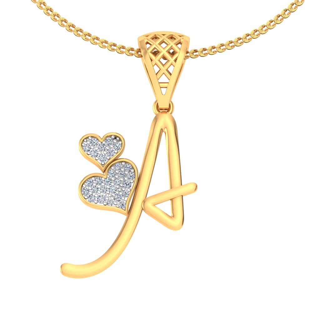 A -18K Gold and 0.11 Carat F Color VS Clarity Initial Pendant
