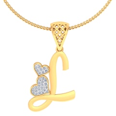 L -18K Gold and 0.11 Carat F Color VS Clarity Initial Pendant