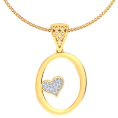 O -18K Gold and 0.08 Carat F Color VS Clarity Initial Pendant