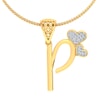 P -18K Gold and 0.11 Carat F Color VS Clarity Initial Pendant
