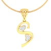 S -18K Gold and 0.06 Carat F Color VS Clarity Initial Pendant