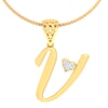 V -18K Gold and 0.03 Carat F Color VS Clarity Initial Pendant