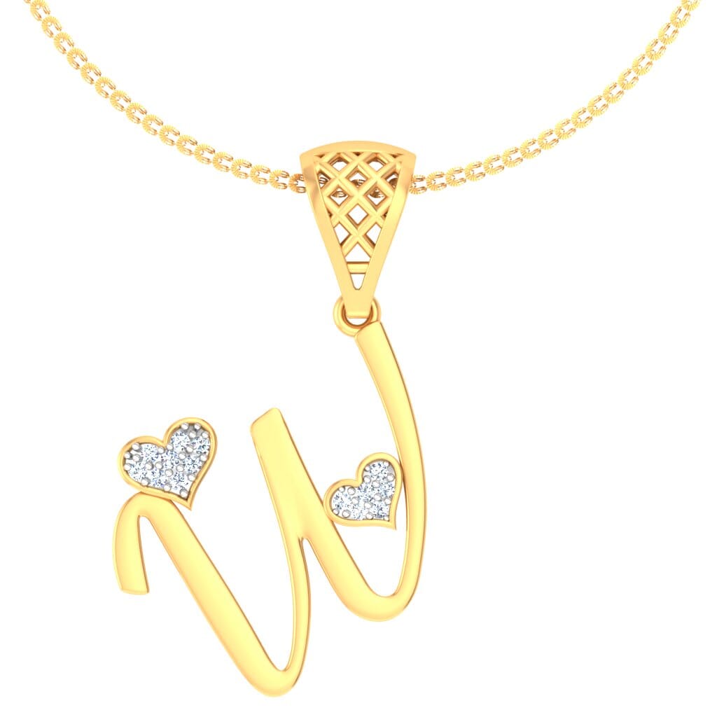 W -18K Gold and 0.05 Carat F Color VS Clarity Initial Pendant
