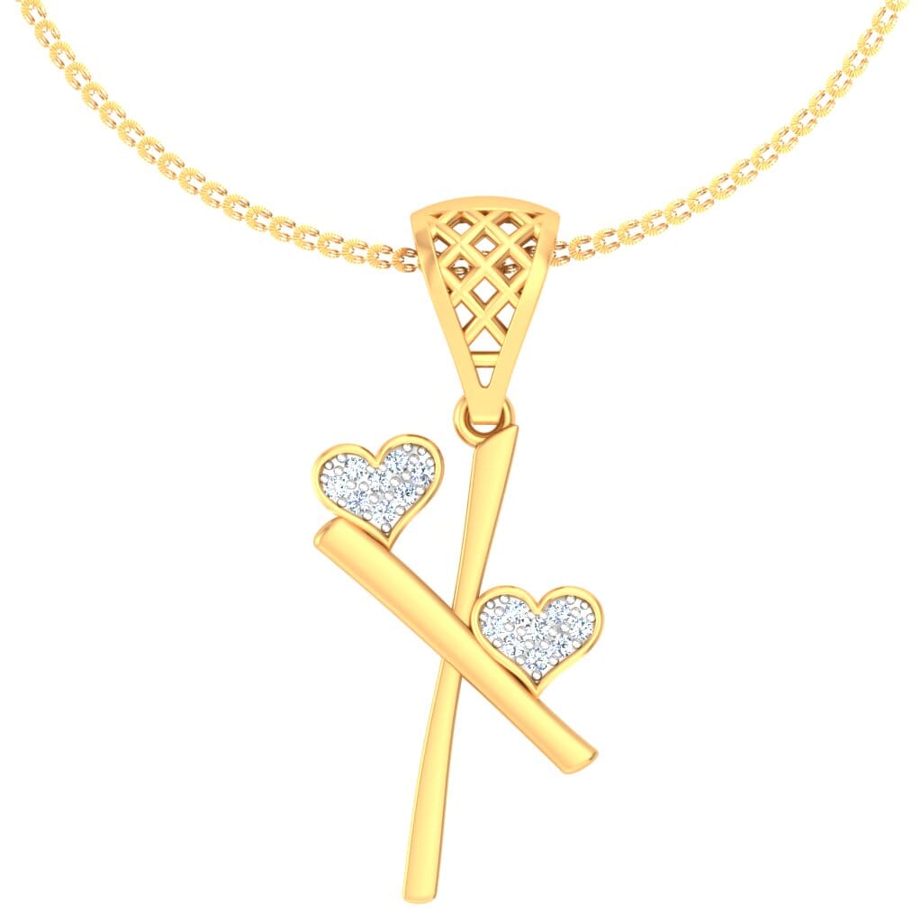 X -18K Gold and 0.06 Carat F Color VS Clarity Initial Pendant