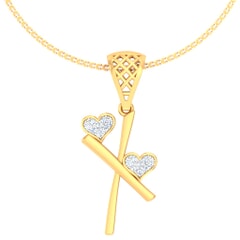 X -18K Gold and 0.06 Carat F Color VS Clarity Initial Pendant