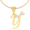 Y -18K Gold and 0.06 Carat F Color VS Clarity Initial Pendant