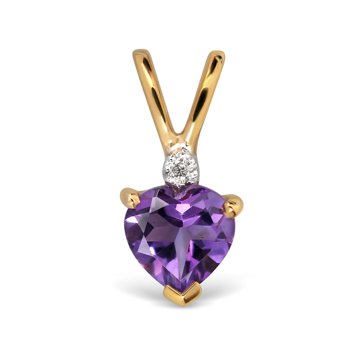 10K Gold Created Amethyst Pendant