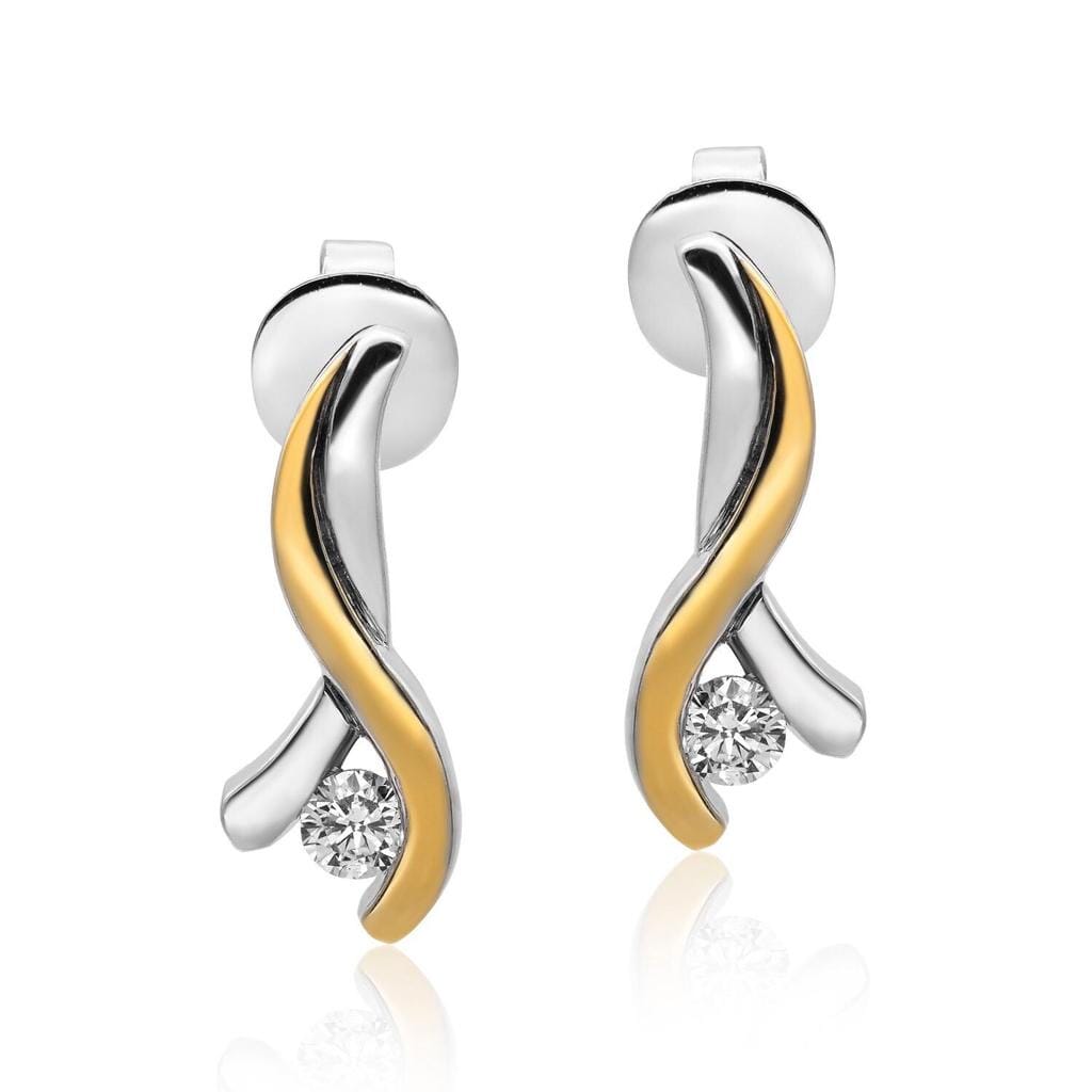 Stud Earrings in 18K Gold and 0.19 carat Diamonds