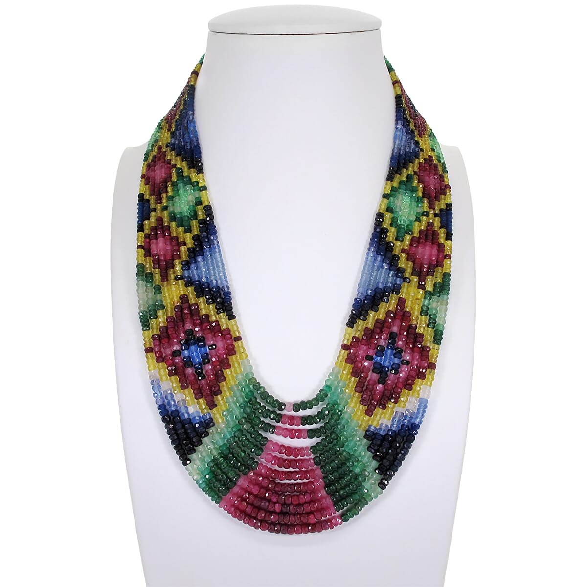 910 Ctw Natural Ceylon Fancy Sapphire Necklace 11 Lines