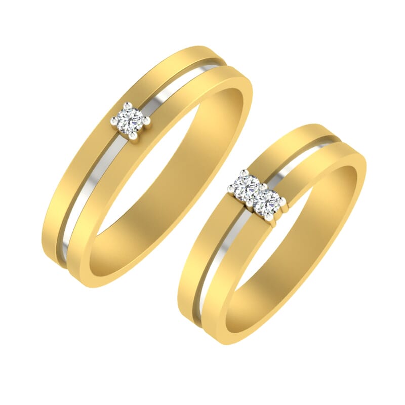 18K Gold and 0.57 Carat E Color and VS Clarity Diamond Couple Ring