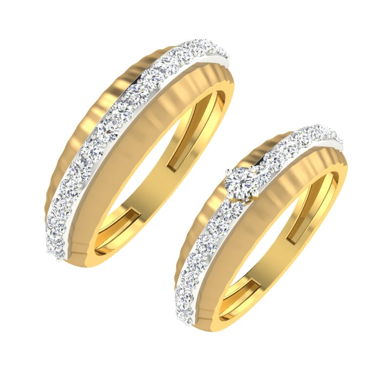 18K Gold and 0.57 Carat E Color and VS Clarity Diamond Couple Ring