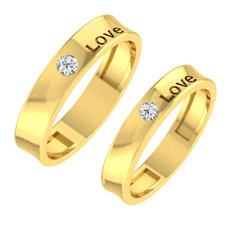 18K Gold and 0.57 Carat E Color and VS Clarity Diamond Couple Ring