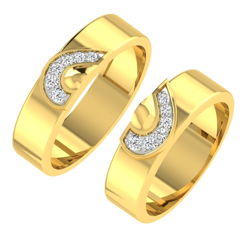 18K Gold and 0.57 Carat E Color and VS Clarity Diamond Couple Ring