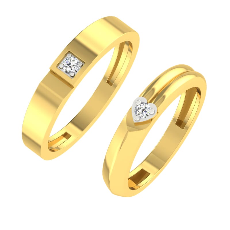 18K Gold and 0.57 Carat E Color and VS Clarity Diamond Couple Ring