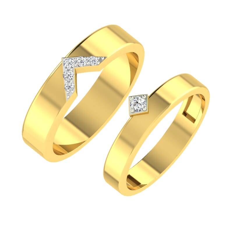 18K Gold and 0.57 Carat E Color and VS Clarity Diamond Couple Ring
