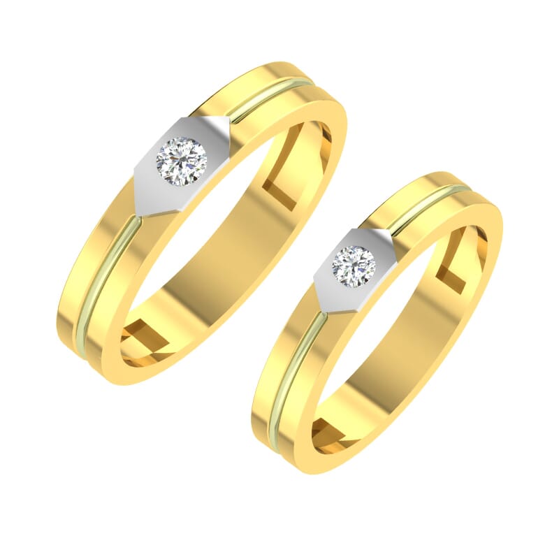 18K Gold and 0.57 Carat E Color and VS Clarity Diamond Couple Ring