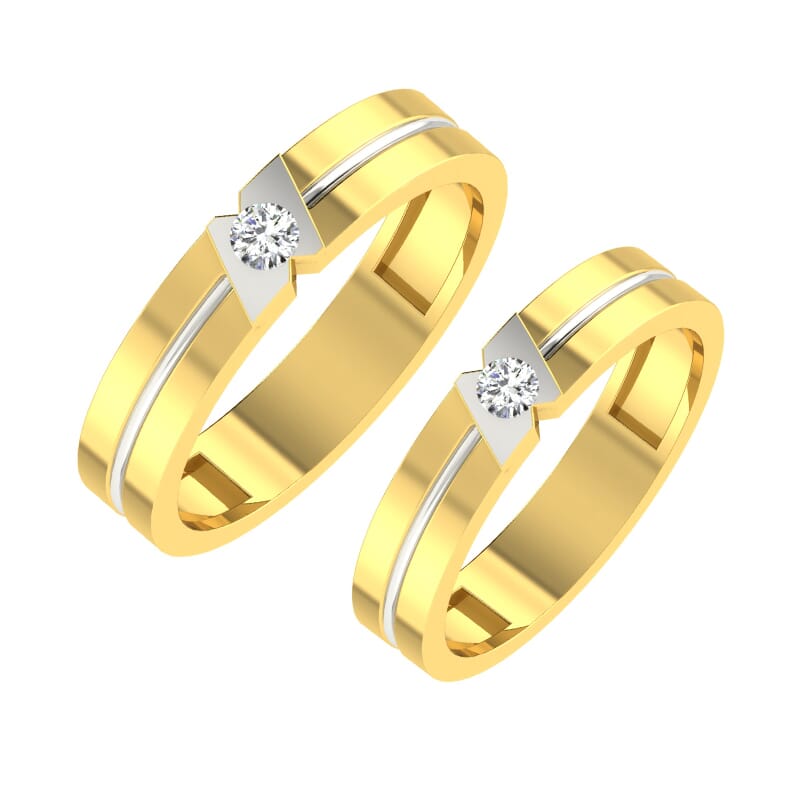 18K Gold and 0.57 Carat E Color and VS Clarity Diamond Couple Ring
