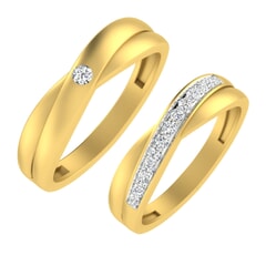 18K Gold and 0.57 Carat E Color and VS Clarity Diamond Couple Ring